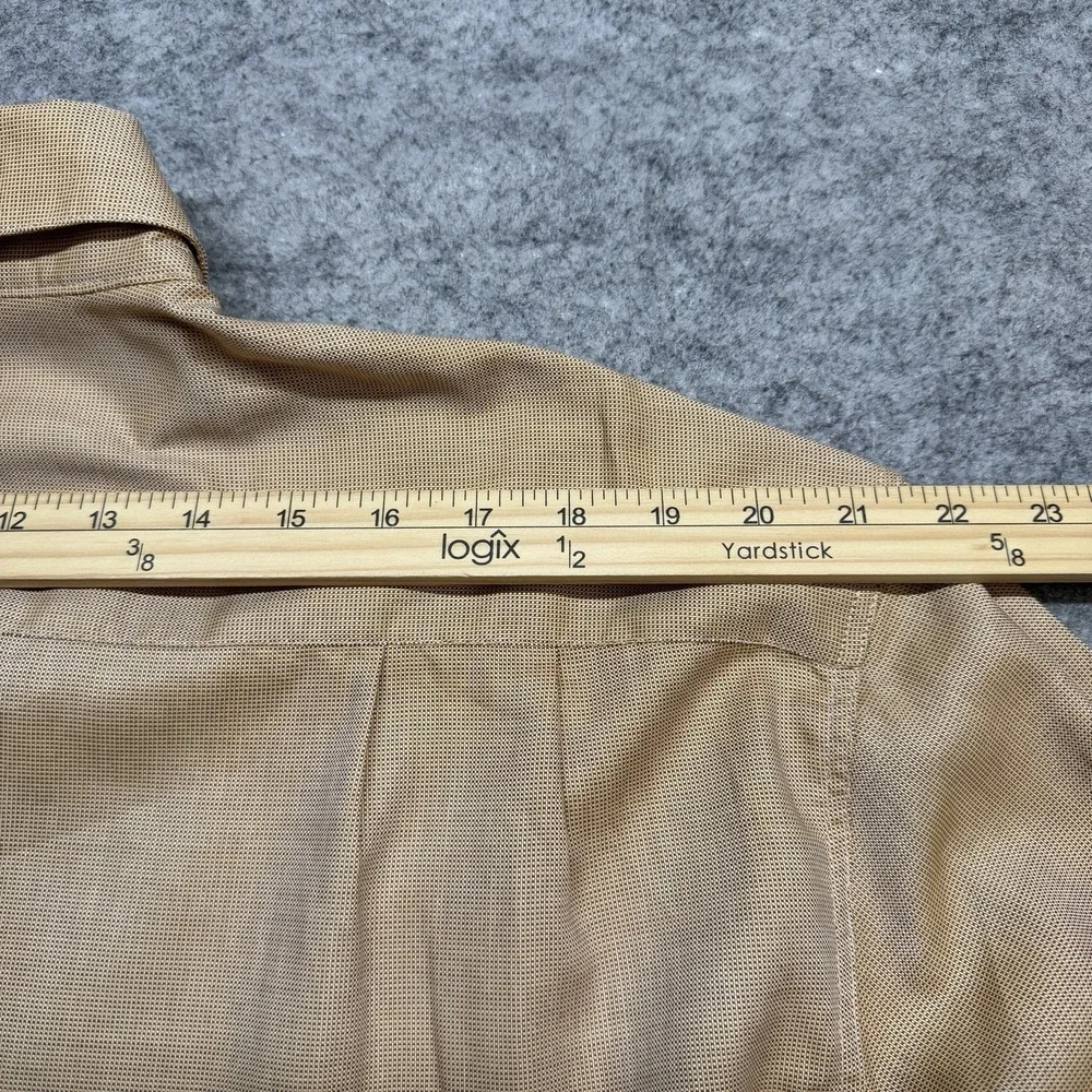 Ermenegildo Zegna Shirt Mens XL Beige‎ Cotton Button Up Dress Office Italy
